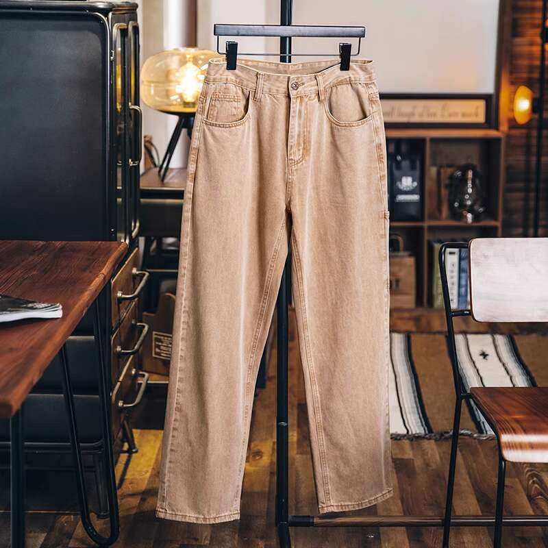 美式復古水洗做舊牛仔褲男2025春夏新款寬鬆直筒褲純棉休閒長褲