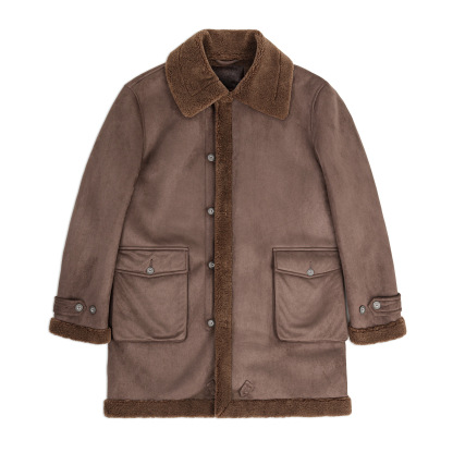 美式復古B7麂皮絨派克大衣中長款仿羊羔毛加厚外套男款冬