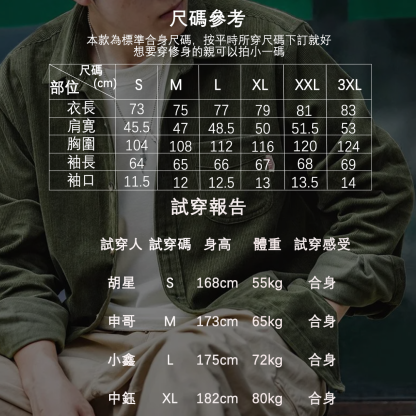 馬登工裝美式休閑燈芯絨長袖襯衫修身疊穿內搭外套條絨寸衣男丁秋-Retro's Wear