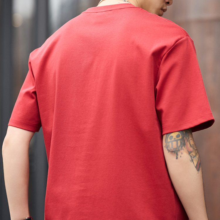 日系復古黑科技立體印花短袖T恤男士夏季寬鬆休閒圓領上衣