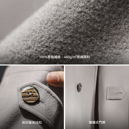 德式灰色巴爾瑪肯風衣中長款戰壕大衣廓形英倫外套男秋