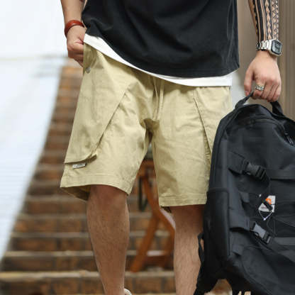 美式休閒薄款速幹工裝短褲男多口袋設計戶外運動五分褲