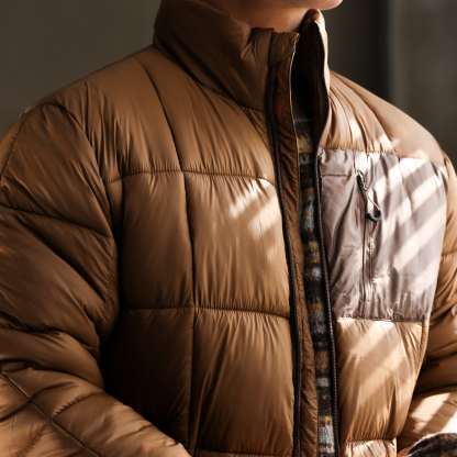 美式復古長格衍縫立領棉服外套男戶外親膚保暖加厚麵包服