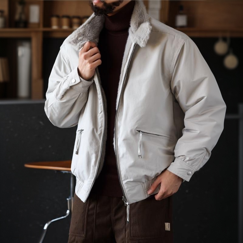 美式休閒復古仿貂毛立領夾克男雙面穿哈靈頓G9棉衣外套