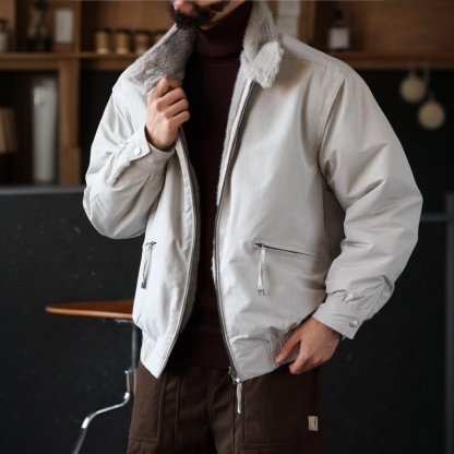 美式休閒復古仿貂毛立領夾克男雙面穿哈靈頓G9棉衣外套