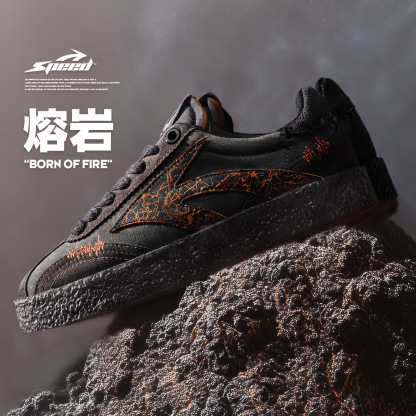美式火山熔岩厚底板鞋黑色低幫爆裂紋潮流水晶底增高休閒鞋男