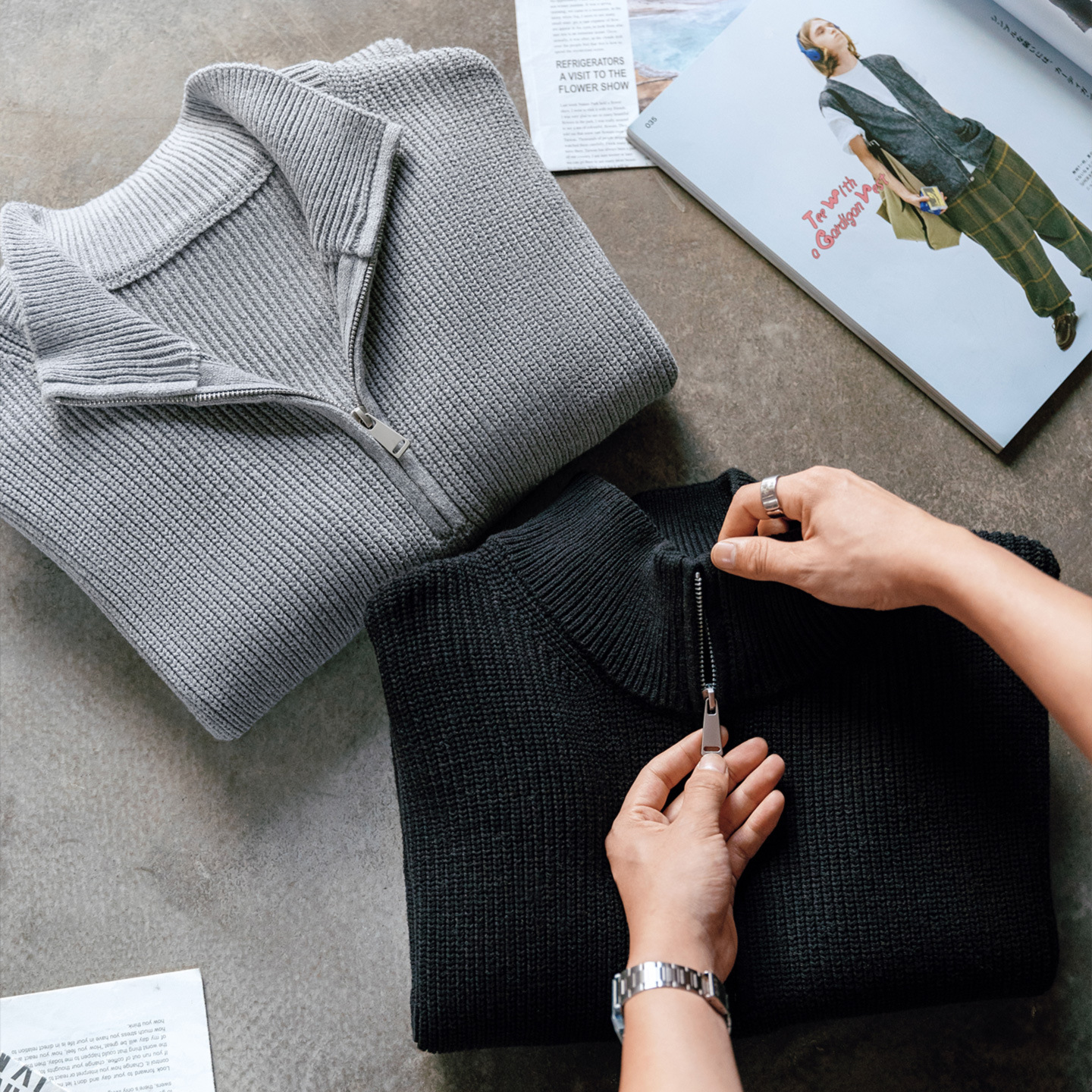 MRA立領半拉鍊POLO針織衫毛衣落肩袖半高領套頭開領衛衣秋冬