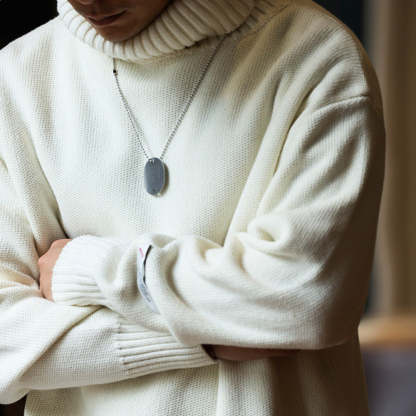 秋冬美式可翻高領針織毛衣男復古寬鬆粗針線內搭打底上衣-Retro's Wear