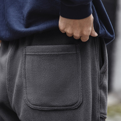 MRA450g重磅雙面搖粒絨衛褲抓絨加厚束脚抽繩直筒長休閒褲冬