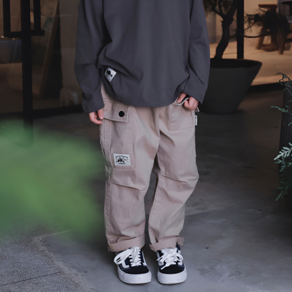 兒童褲子2025秋季新款男童日系工裝褲兒童長褲中大童直筒休閒褲子