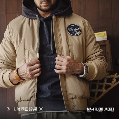 美式復古雙面穿MA1飛行員夾克棉服夾棉棒球服上衣外套男-Retro's Wear