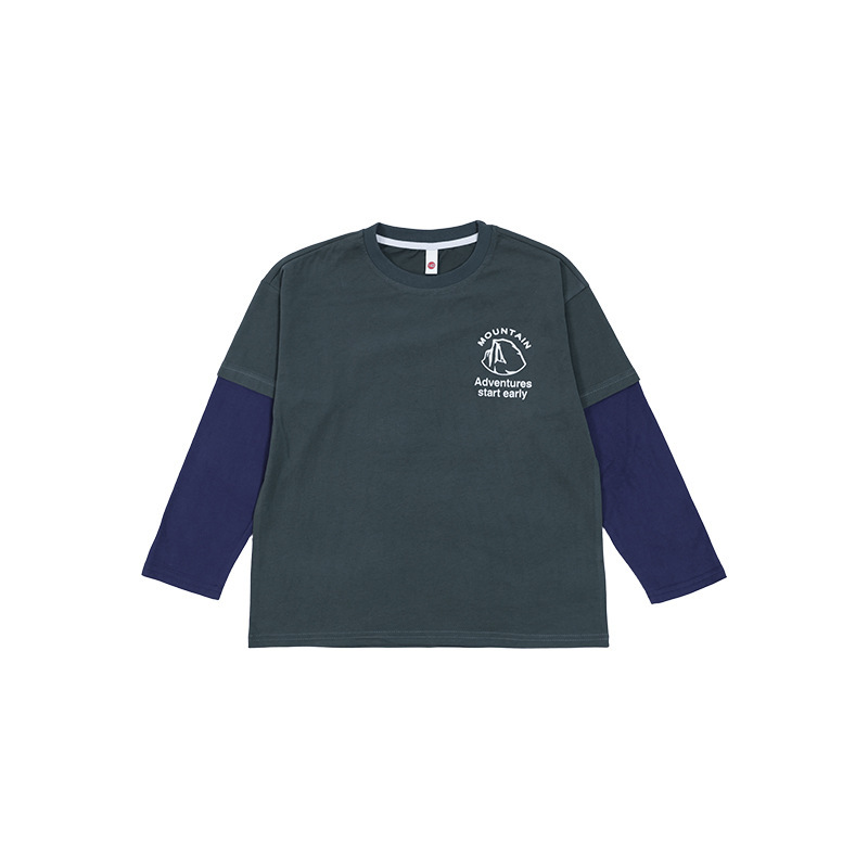 男童衣服2025秋季款兒童字母印花T恤柔軟親膚假兩件長袖男童上衣