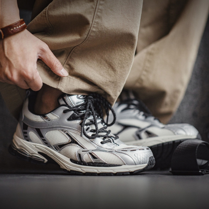 復古厚底銀黑色老爹鞋增高運動網帽透氣通勤新款休閒鞋子男款