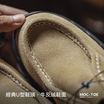 沙脊復古厚底袋鼠鞋男新款增高機能風懶人一脚蹬真皮休閒皮鞋