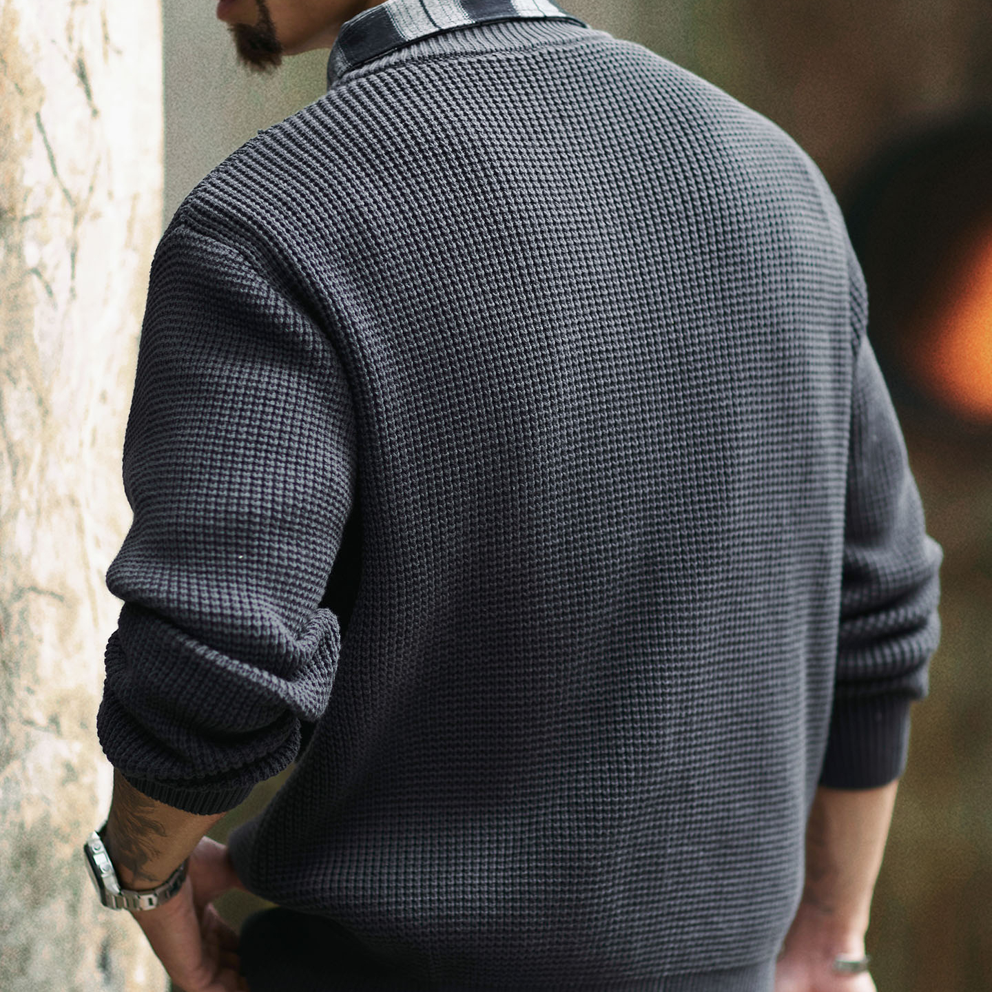 美式復古假兩件襯衫領毛衣男2025秋冬新款鬆弛感加厚保暖針織衫