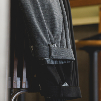 420g含綿羊毛男士加絨直筒休閒褲秋冬複合一體絨保暖寬鬆闊腿長褲