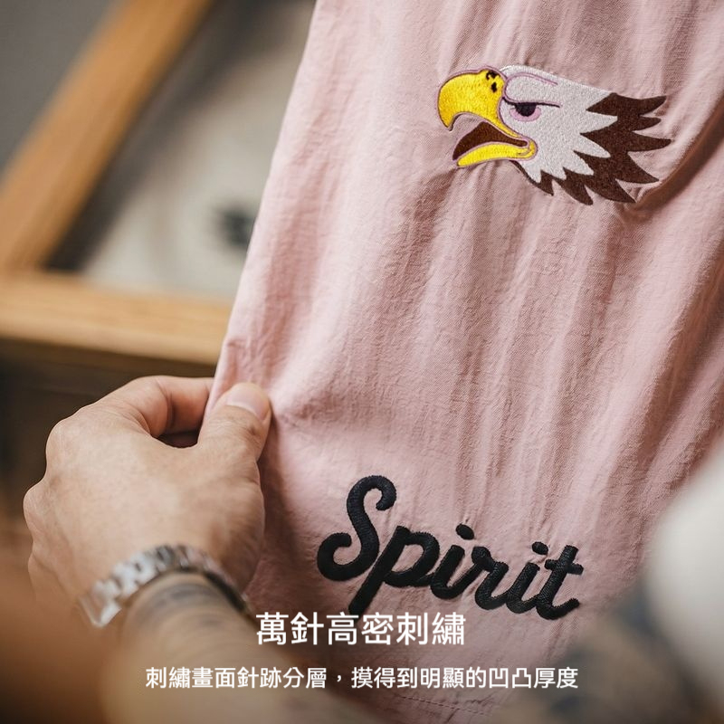 美式復古印第安沙灘五分褲刺繡薄款寬鬆休閒百搭短褲男夏