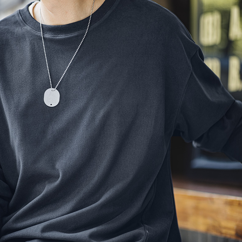 美式雙面磨毛仿德絨長袖T恤基礎款寬鬆圓領保暖上衣男秋-Retro's Wear