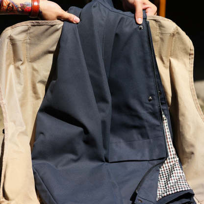 美式復古插肩袖哈靈頓夾克男燈芯絨拼接領口底特律工裝外套-Retro's Wear
