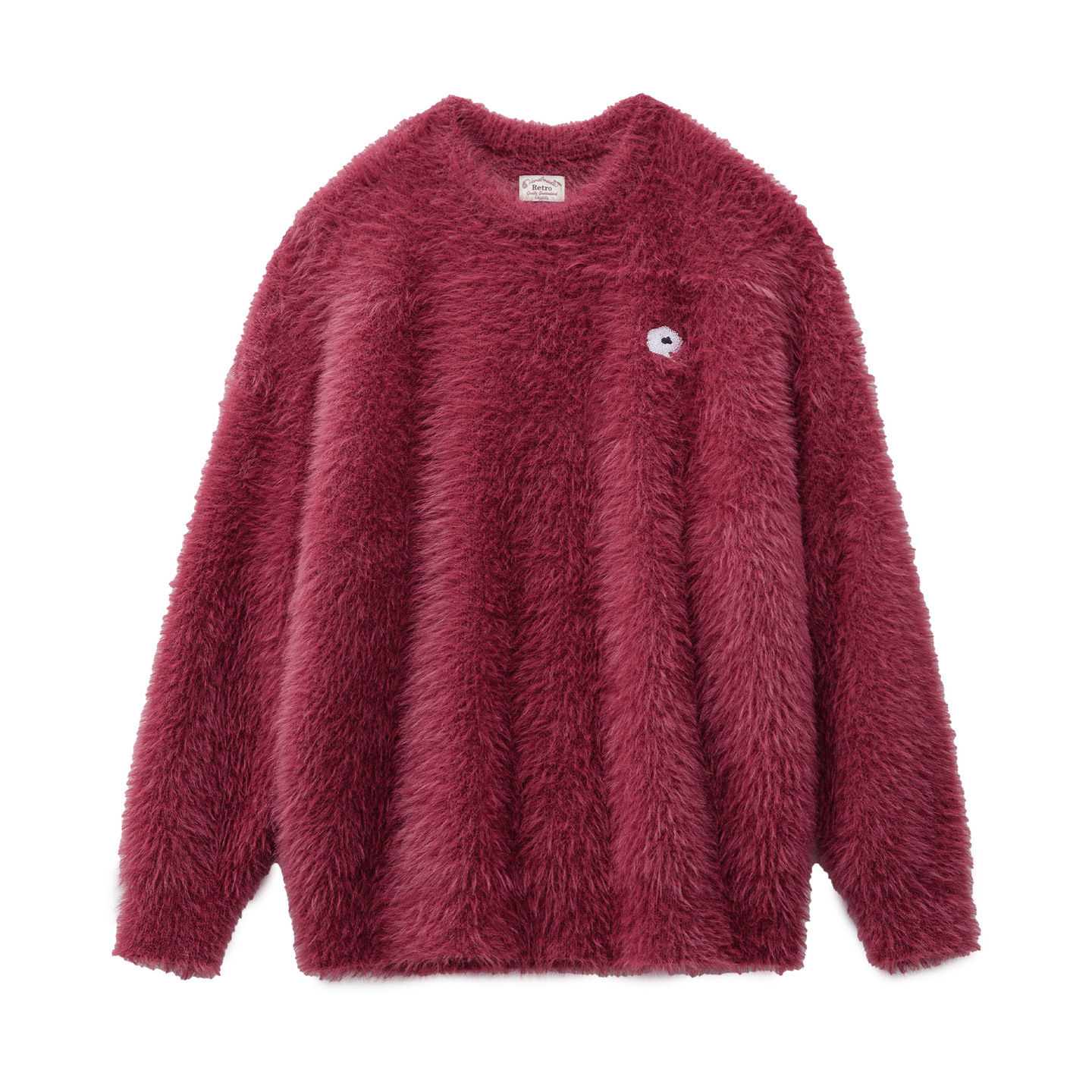 酒紅色聖誕仿水貂絨毛寬鬆套頭加厚實軟糯毛衣針織衫上衣女冬