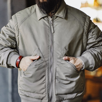 美式復古CWU-45P飛行員夾克棉服防寒保暖翻領外套男秋冬-Retro's Wear