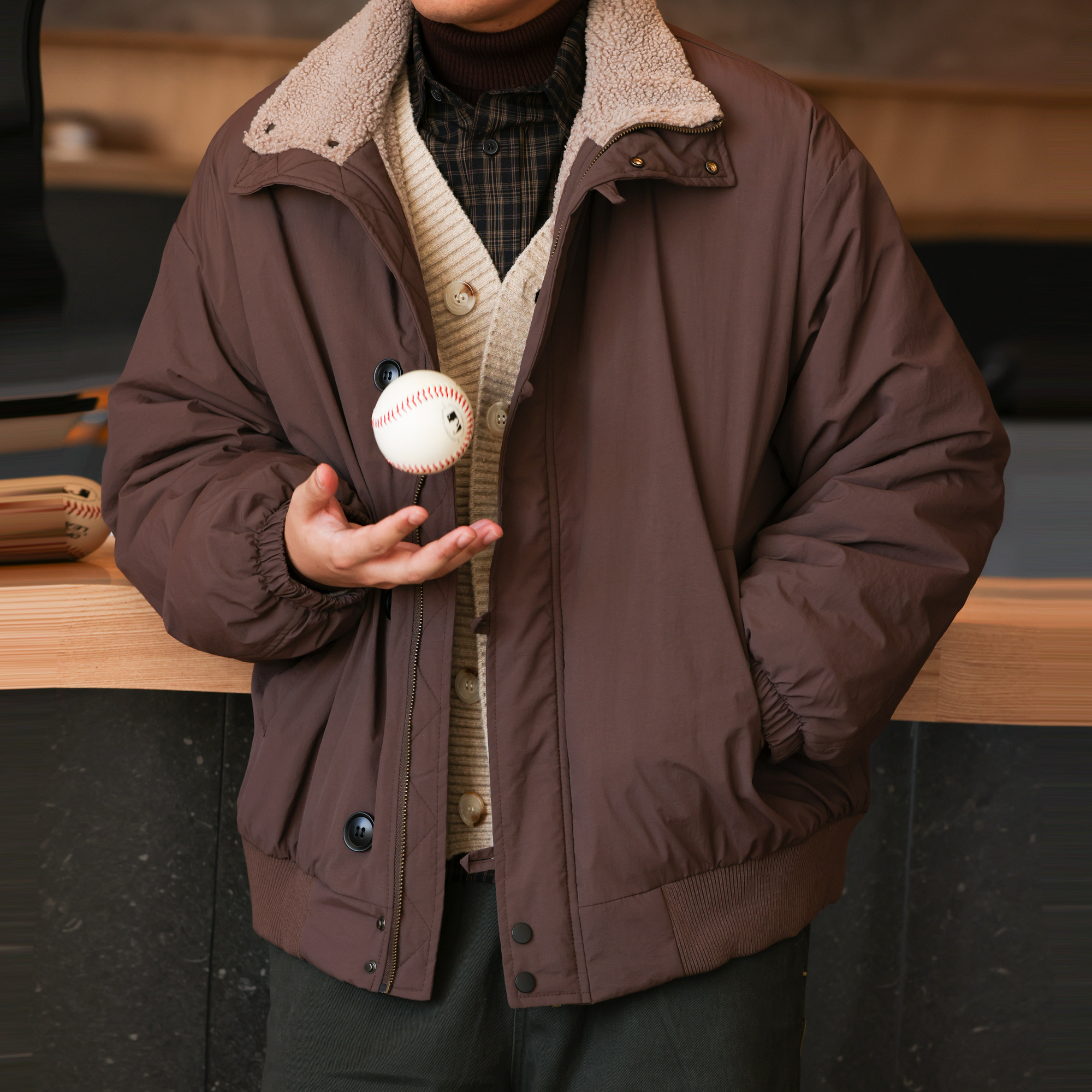 保暖羊羔絨防風立領工裝夾克男寬鬆美式休閒加厚棉衣冬