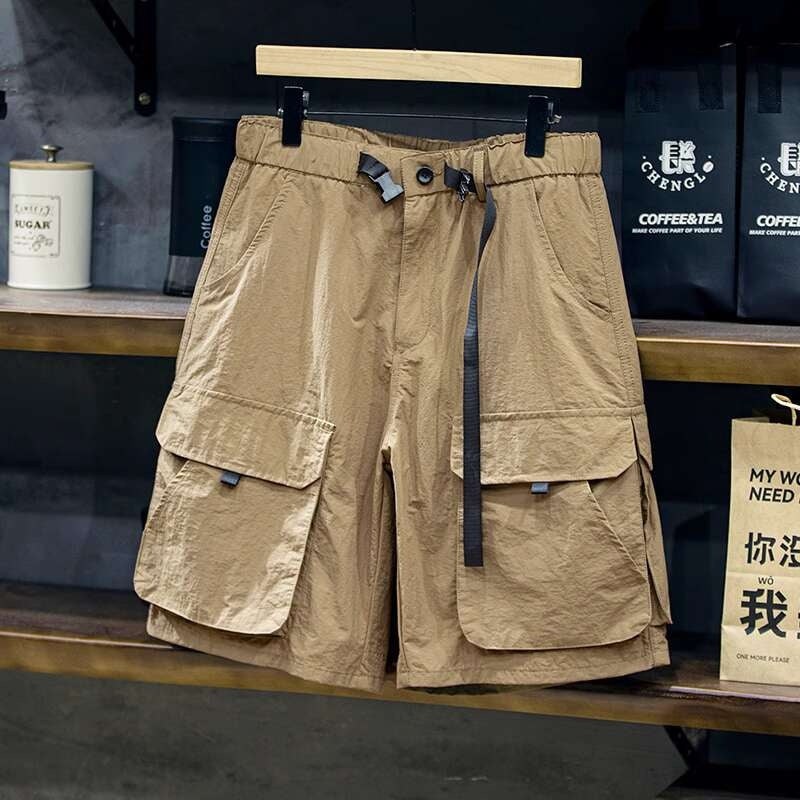 夏季薄款速幹短褲男寬鬆運動美式工裝五分褲男士潮牌大碼休閒中褲