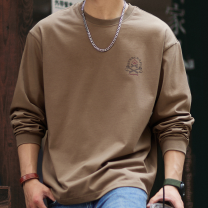 美式305g重磅長袖t恤男2025秋季新款寬鬆純棉上衣春秋內搭打底衫