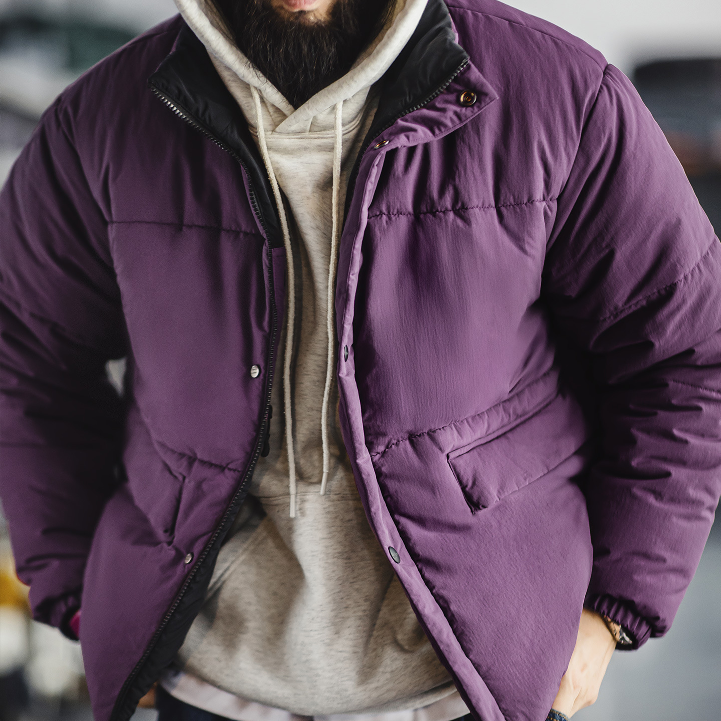 美式雙面穿保暖夾克山系加厚保暖棉服短款立領外套男秋冬