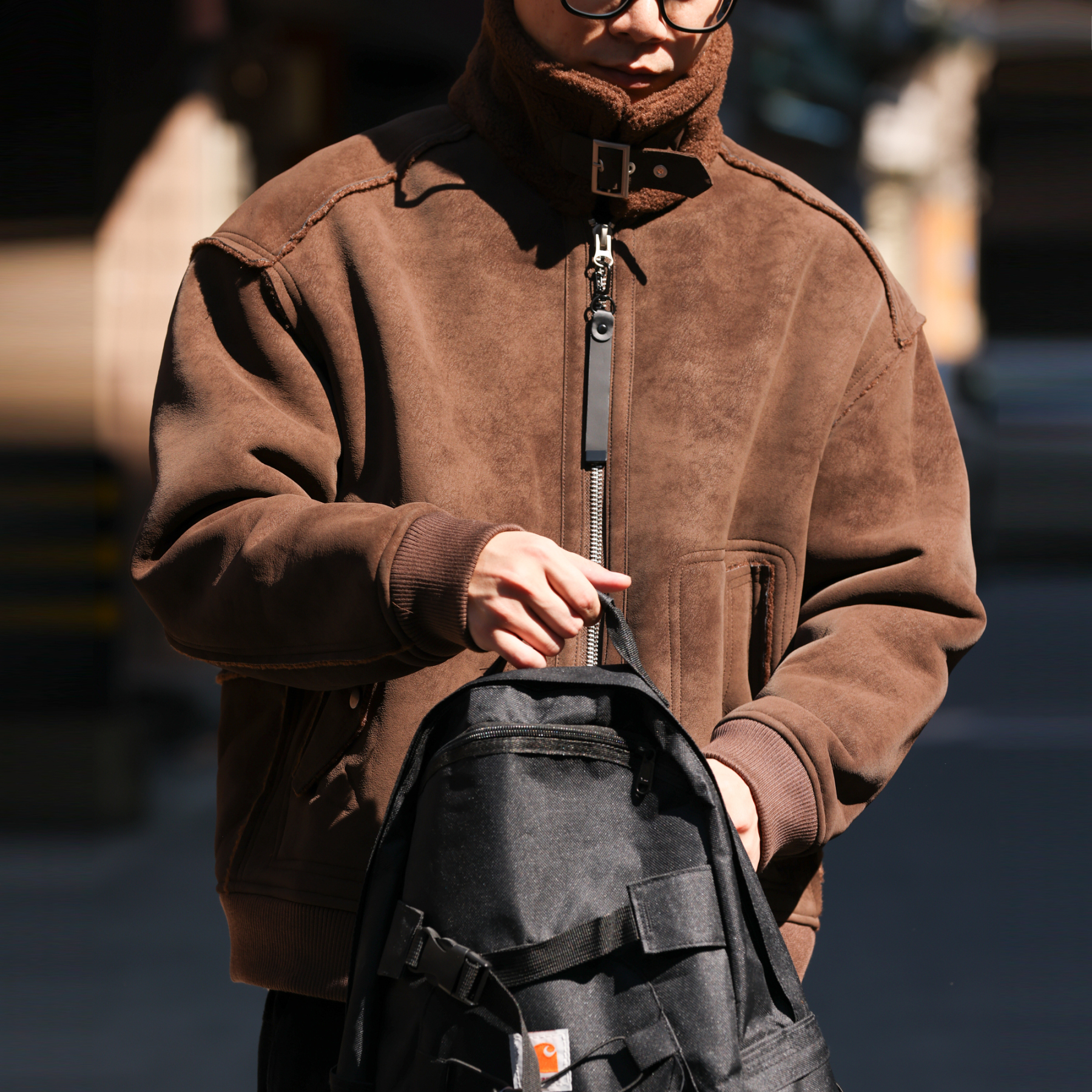 美式B3轟炸機皮毛一體保暖外套男翻領羊羔絨皮衣夾克冬