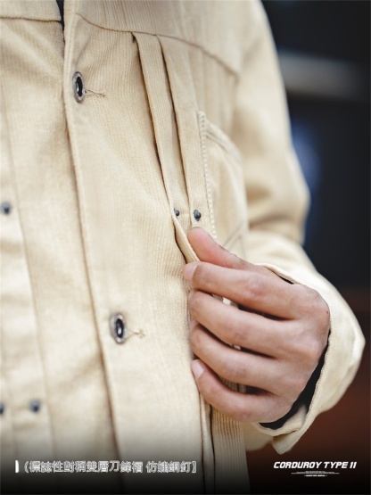 美式復古燈芯絨二代夾克type2阿美咔嘰翻領米白外套男秋-Retro's Wear