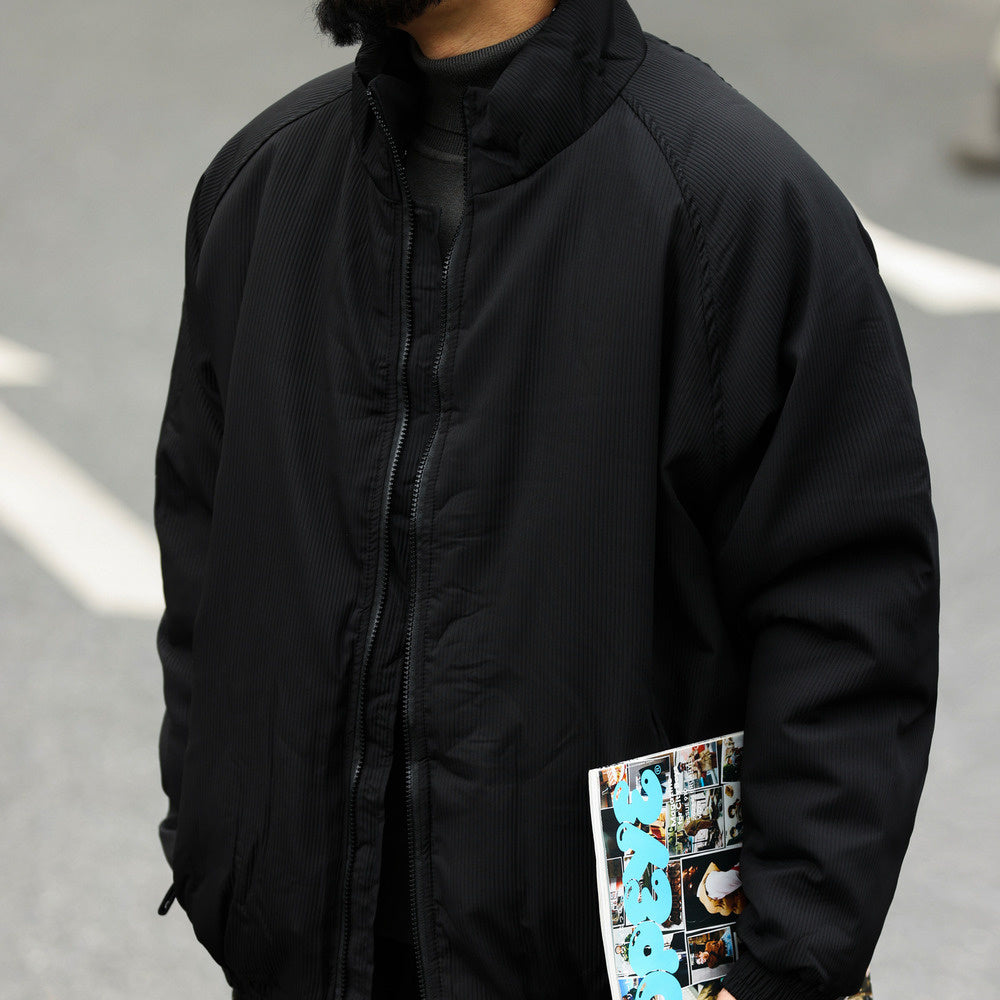 日系復古絨條加厚棉衣男士秋冬款立領設計保暖工裝棉服外套-Retro's Wear