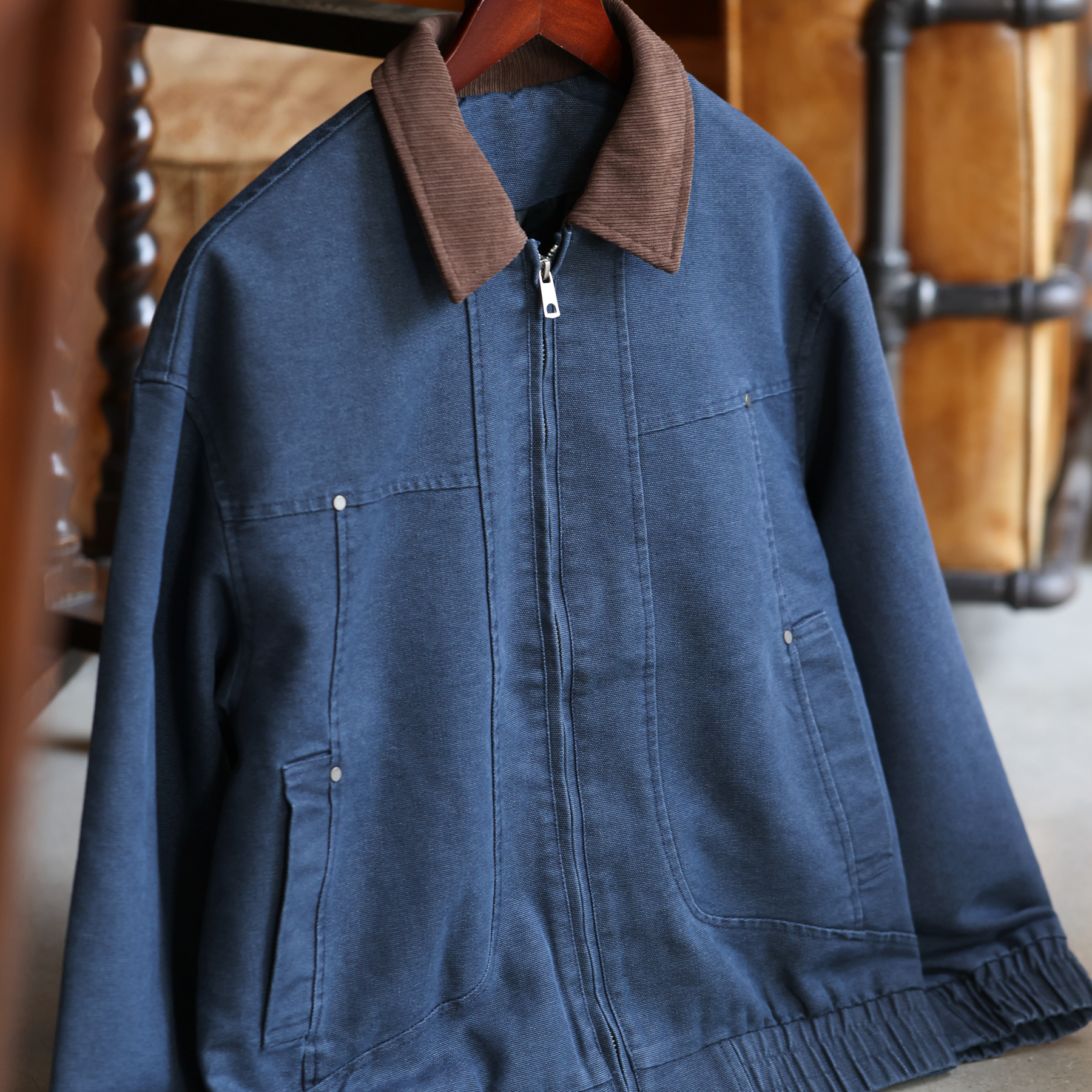 美式復古巴恩風工裝夾克男霜感珠帆硬漢燈芯絨領外套秋