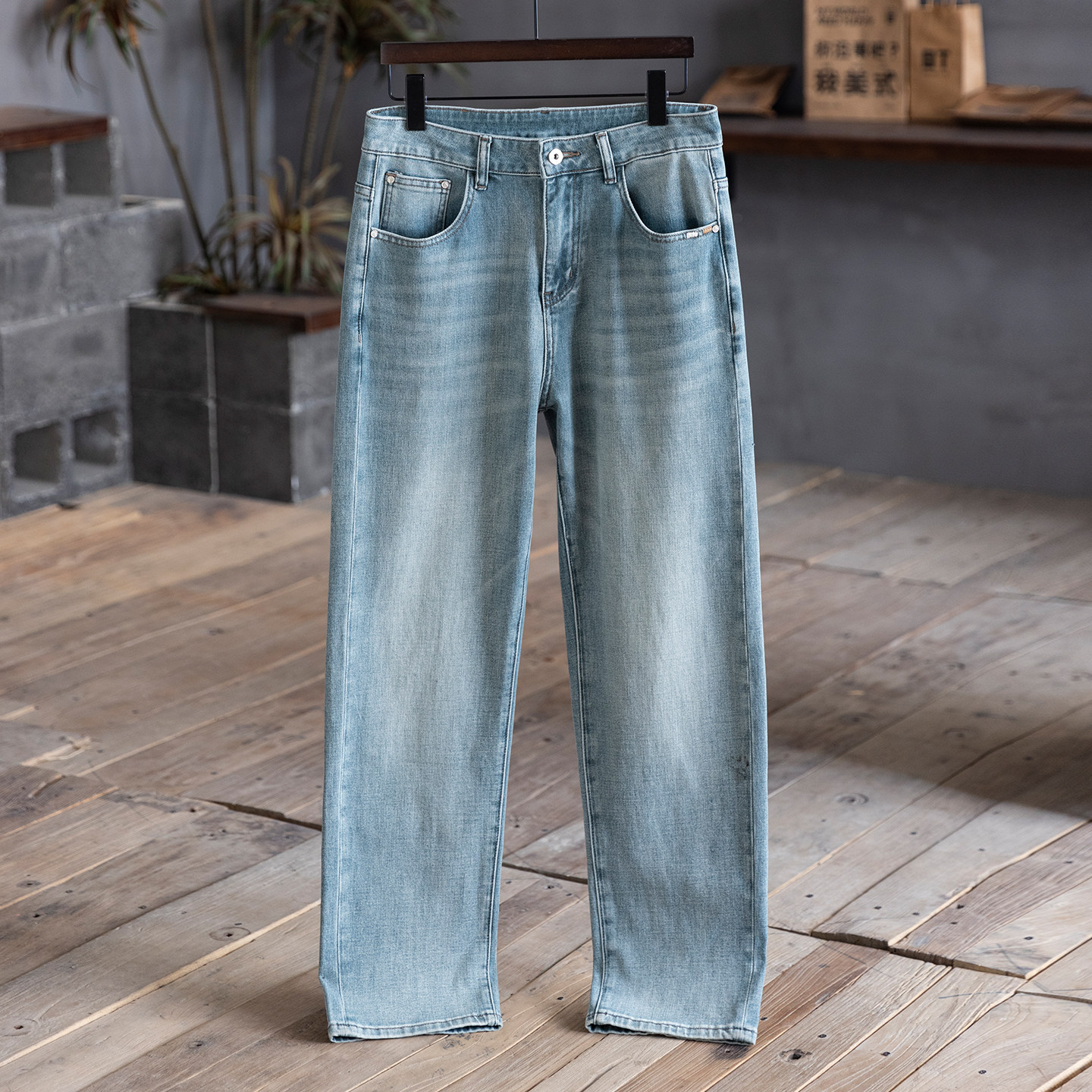 360°彈力牛仔褲男2026春季寬鬆大碼顯瘦直筒褲廓形百搭休閒長褲