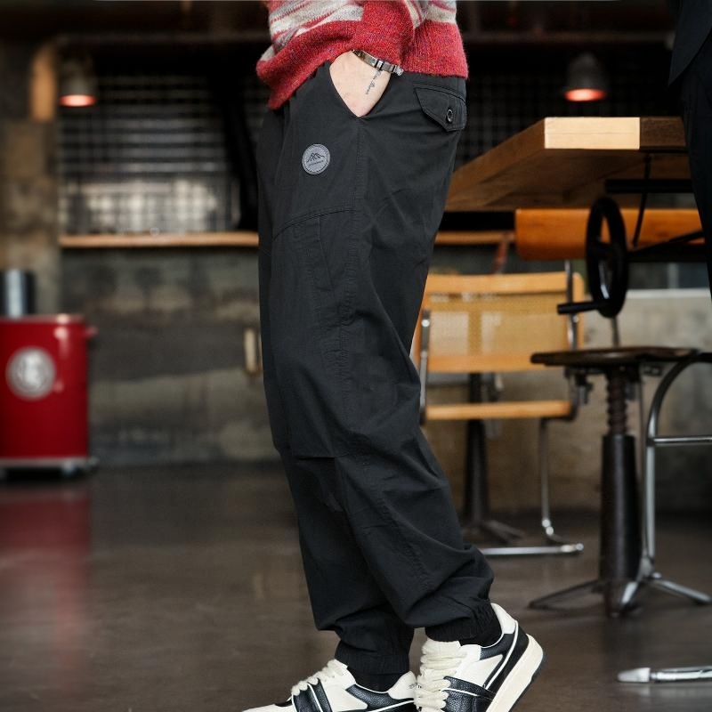 美式加絨加厚戶外休閒褲男純棉運動束脚徒步工裝傘兵褲