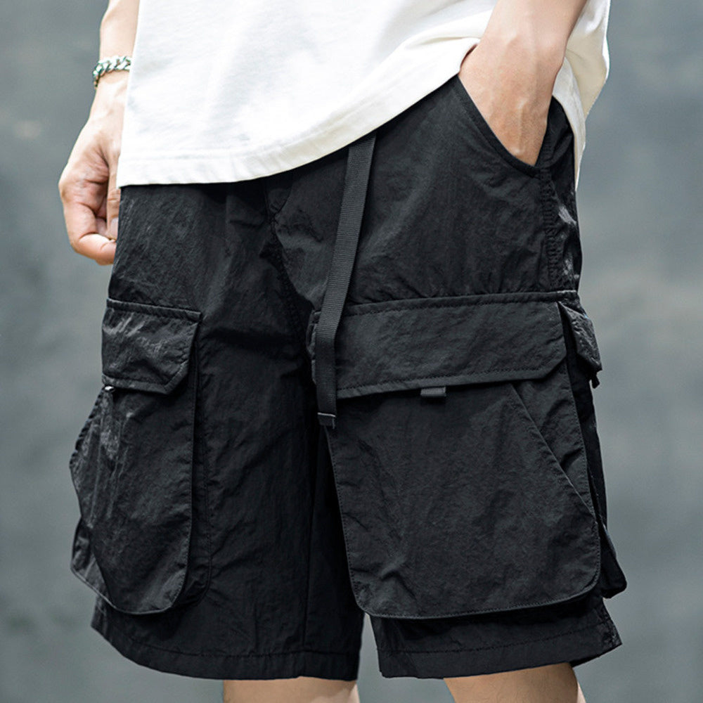 夏季薄款速幹短褲男寬鬆運動美式工裝五分褲男士潮牌大碼休閒中褲