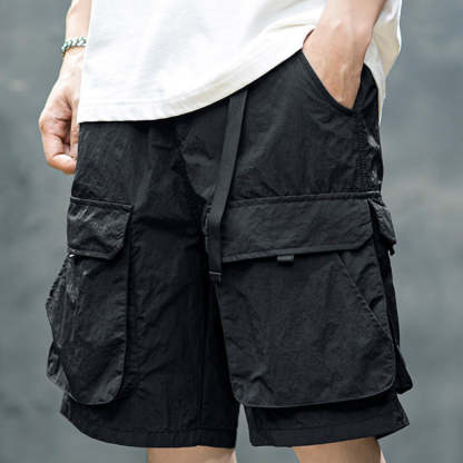 夏季薄款速幹短褲男寬鬆運動美式工裝五分褲男士潮牌大碼休閒中褲