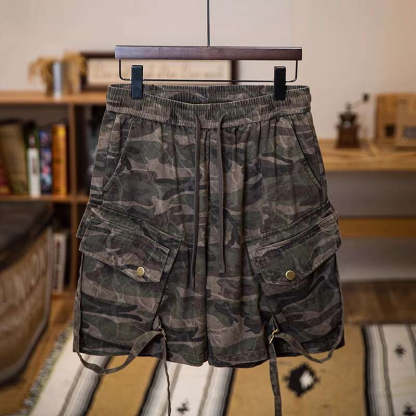 美式復古迷彩工裝短褲男夏季2025新款純棉五分休閒褲寬鬆潮牌中褲