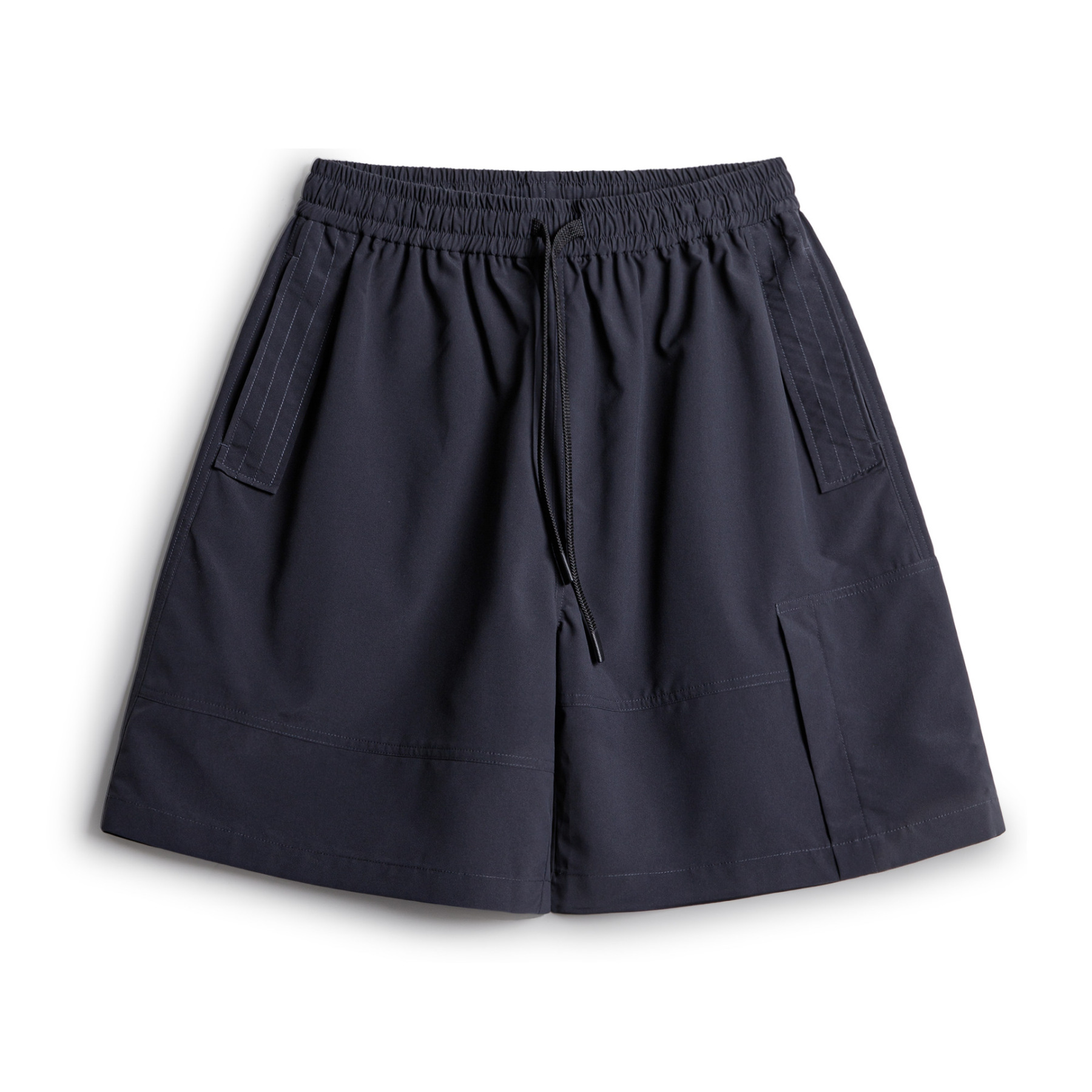 美式紅色短褲抽繩鬆緊腰直筒寬鬆外穿大口袋五分褲男夏季