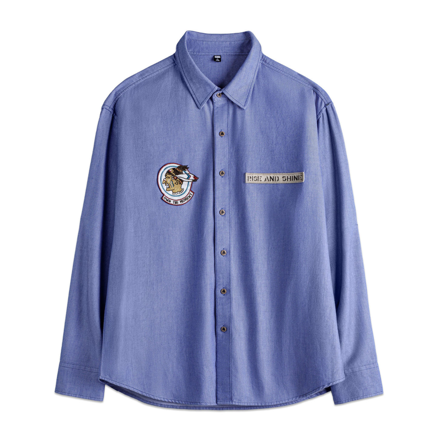 美式休閒牛津紡長袖襯衫藍色襯衣外套純棉牛津布薄款男秋