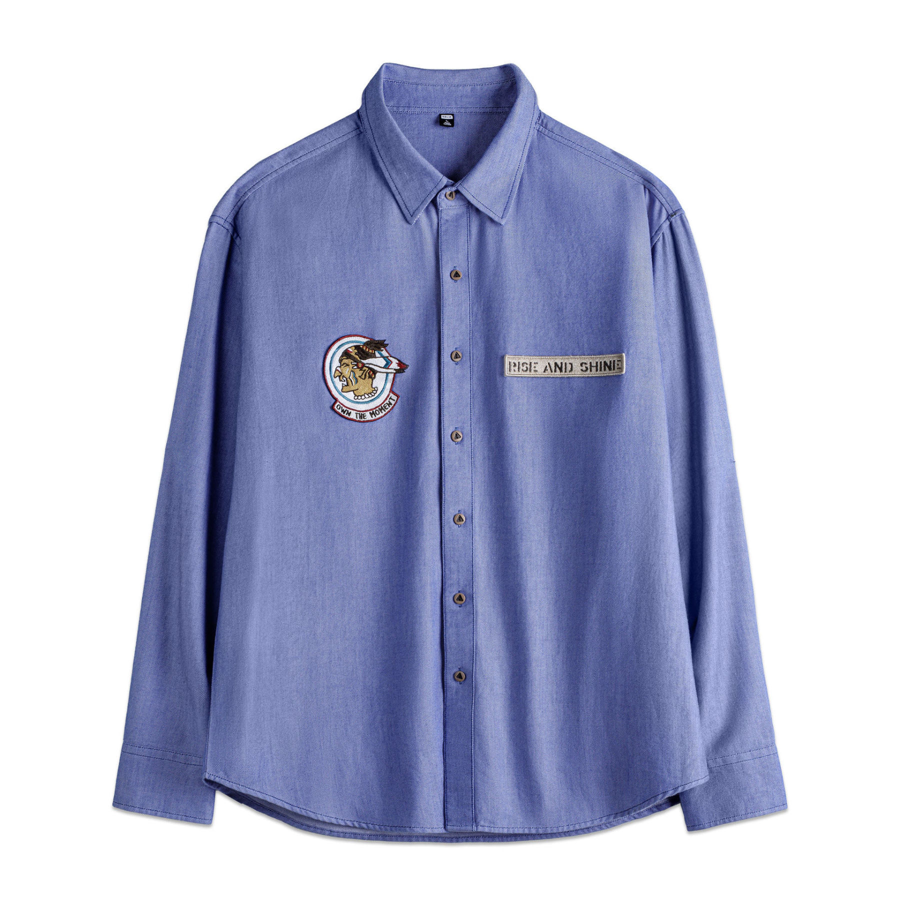 美式休閒牛津紡長袖襯衫藍色襯衣外套純棉牛津布薄款男秋