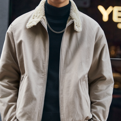 美式重磅仿兔毛棉服男冬季潮牌加絨保暖座山雕毛領棉衣外套