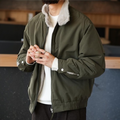 美式休閒復古仿貂毛立領夾克男雙面穿哈靈頓G9棉衣外套