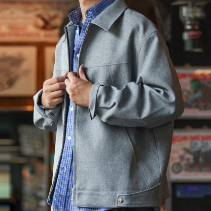 美式休閒灰色西裝夾克男短款cleanfit通勤翻領行政外套