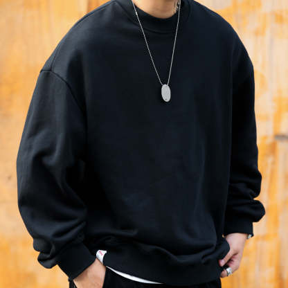 美式休閒480g重磅圓領衛衣男毛圈底復古純棉vintage運動上衣-Retro's Wear