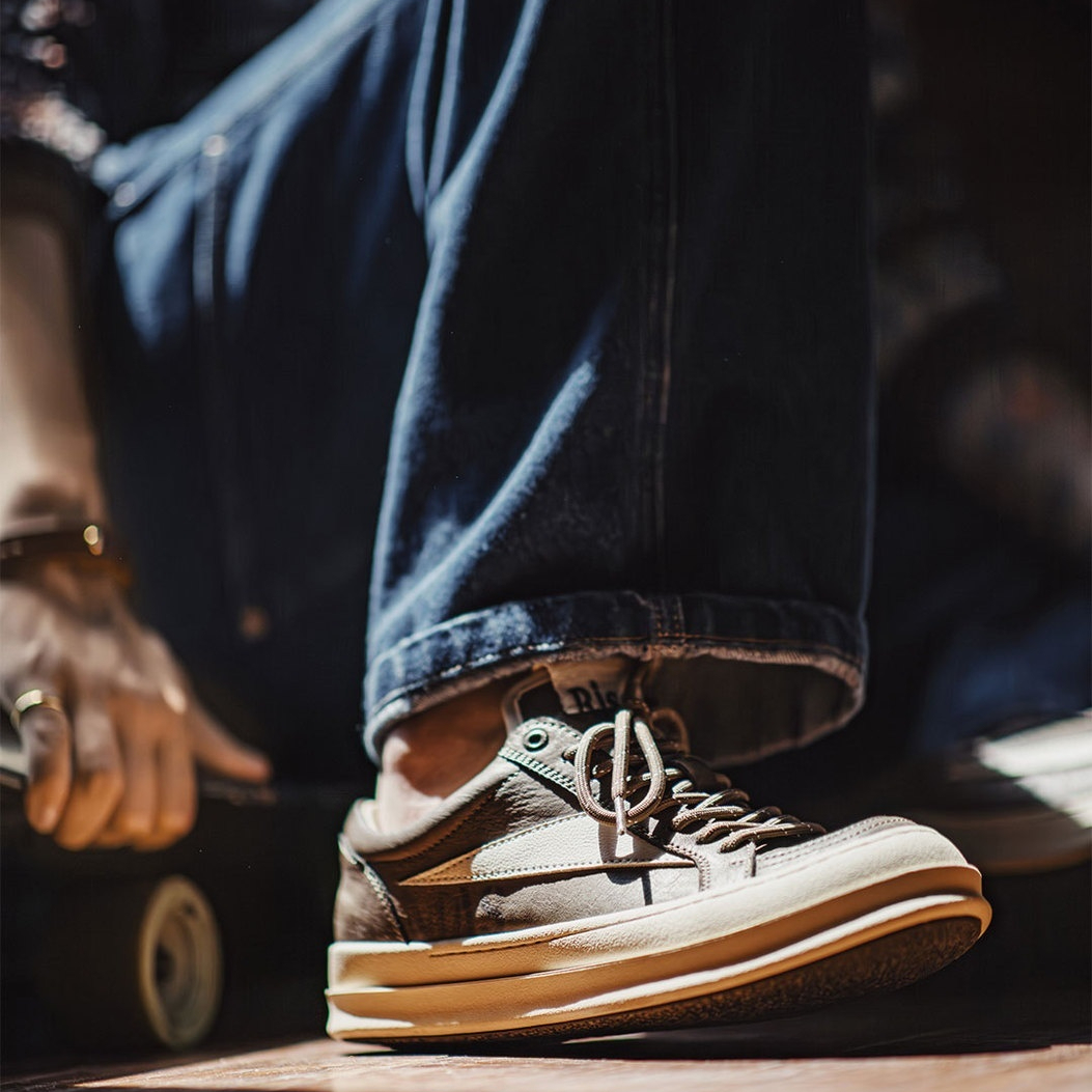 秋季新款男士復古RO美式高街板鞋厚底增高棕色cleanfit休閒鞋