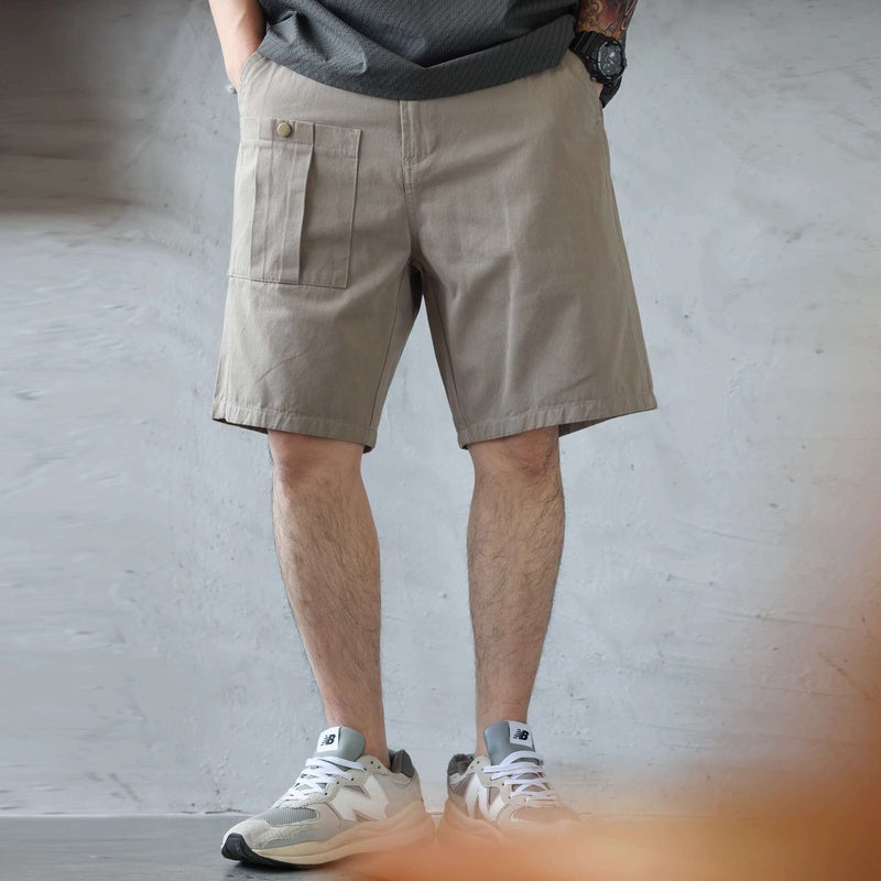 美式復古P37大口袋短褲男戶外休閒寬鬆直筒工裝五分褲夏
