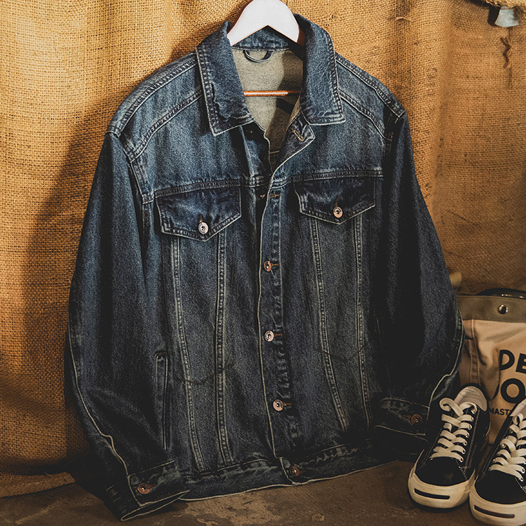 美式復古水洗藍色牛仔外套男2025秋季新款阿美哢嘰寬鬆工裝夾克