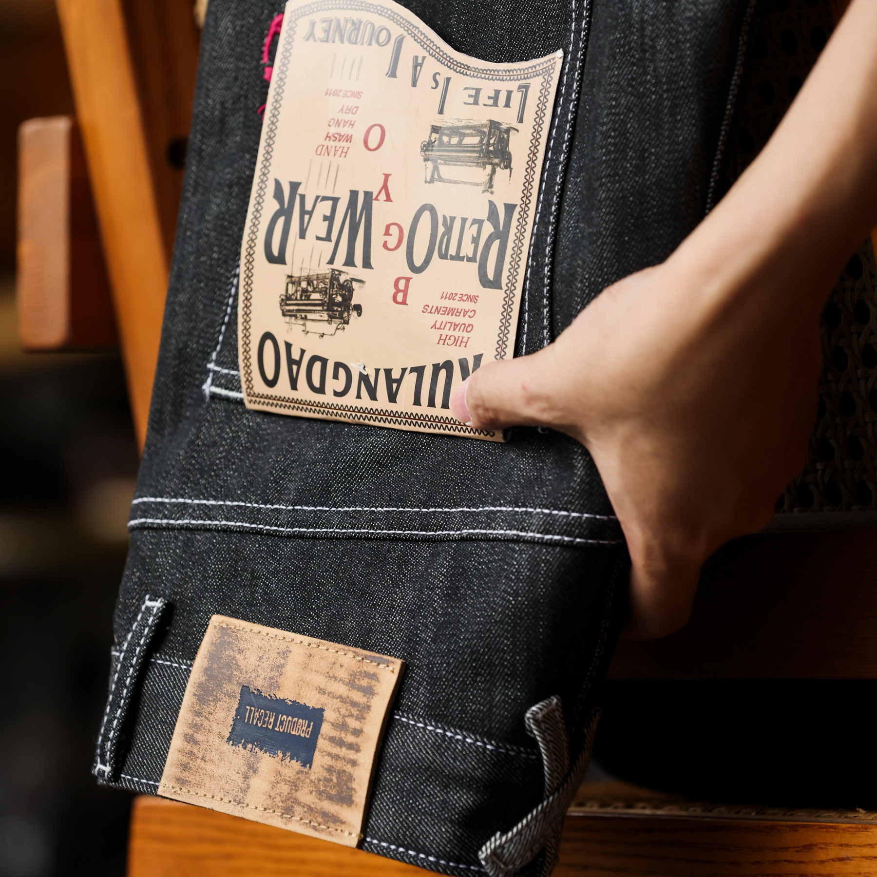 美式復古銀線丹寧赤耳牛仔褲男14oz重磅刺繡直筒長褲子