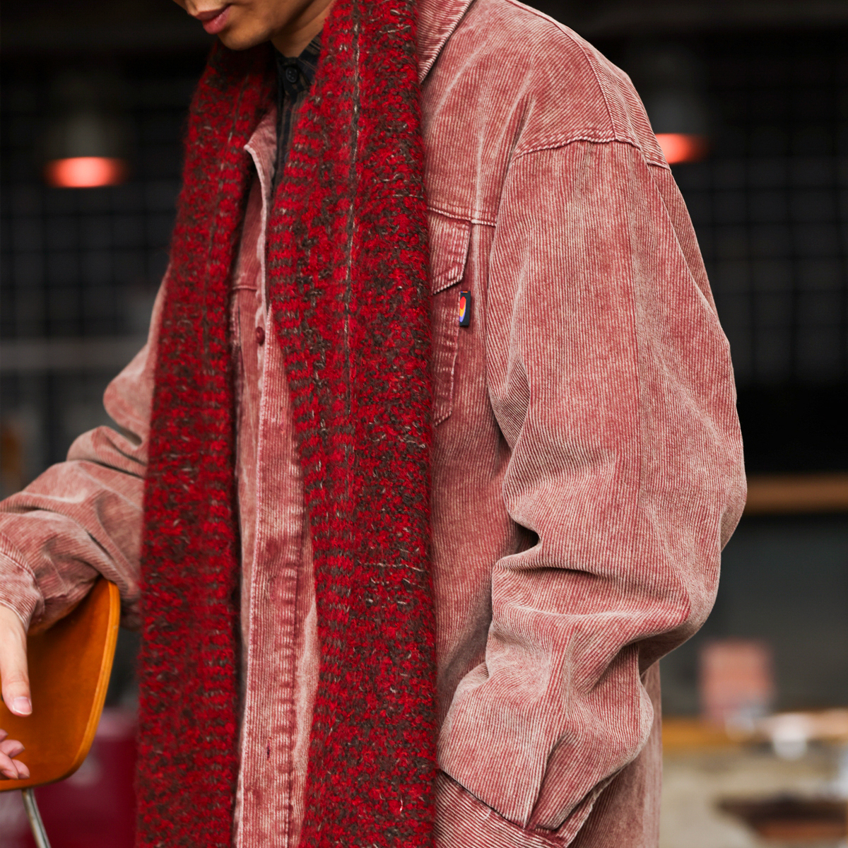 日系復古燈芯絨工裝襯衣外套男疊穿重磅水洗條絨襯衫秋